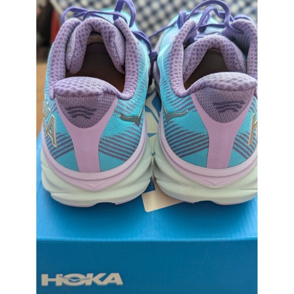 Hoka One One Clifton 9 Womens Running Shoes Size 11B Light Blue & Purple Mesh - Picture 4 of 6